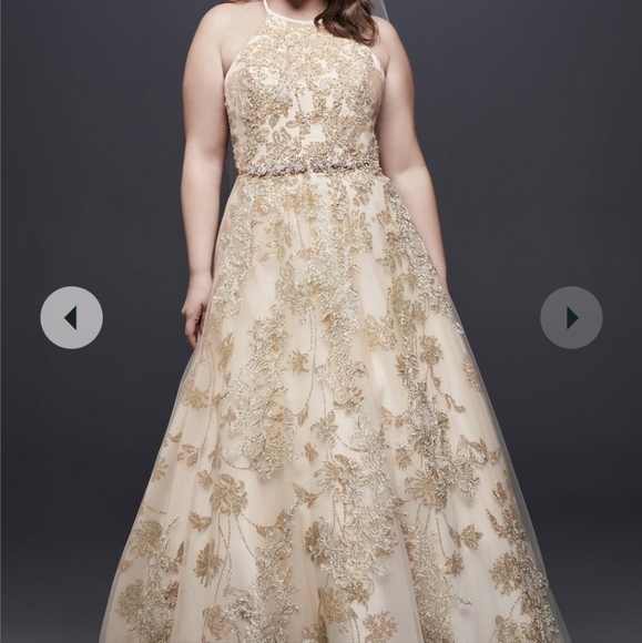 Size 8 Allover lace applique halter ball gown NWT originally $1300 Wedding Dress - Picture 4 of 5